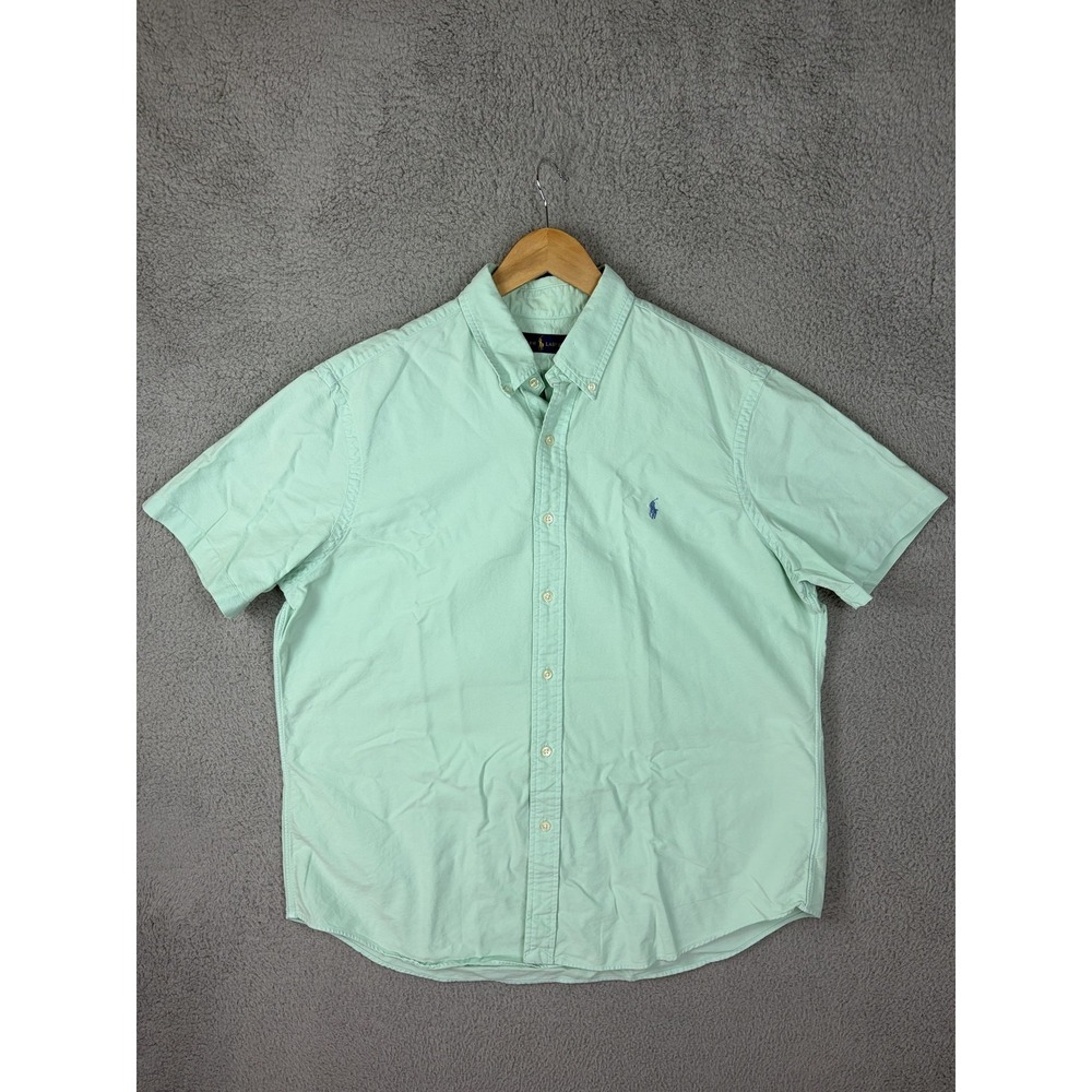 Ralph Lauren Mens XL Green Short Sleeve Button Down Cotton Casual Shirt 185110QA